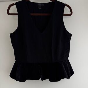 J. Crew Black Sleeveless Peplum Blouse
